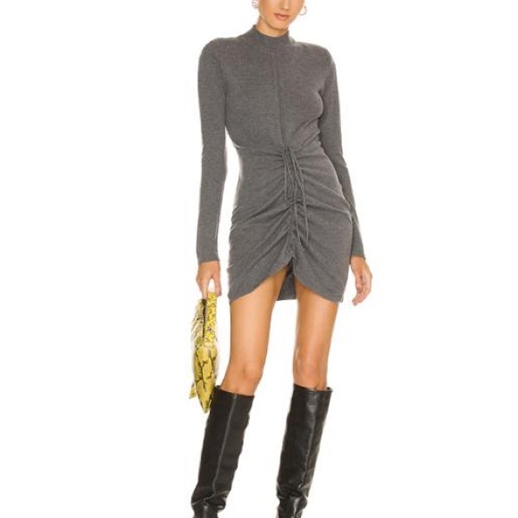 Ronny Kobo x Free People Macall M Gray Knit Adjustable Ruched Sweater Mini Dress - Picture 7 of 7